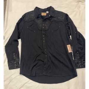 Scully Big Gunfighter Western Shirt Mens 2X Black Embroidered Snap NWT (400)